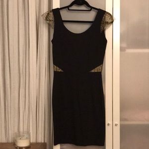 Erin Fetherston Cap Sleeve Foil Sheath Dress